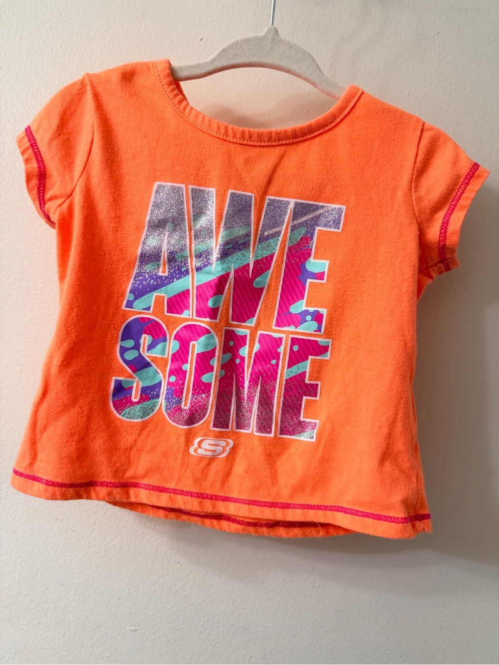 Skechers Orange Short-Sleeve "AWESOME" Graphic Tee for Kids